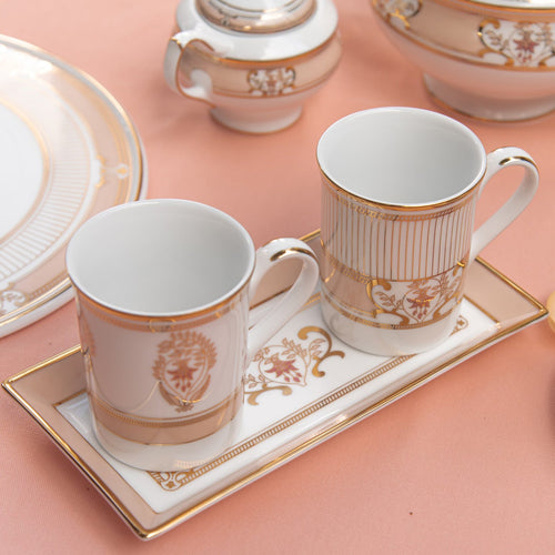 Blush of Fuchsia - Set of 2 coffee mugs and 1 tray set